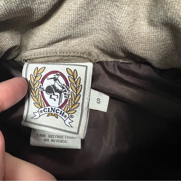 Cinch Vest Men's Small Tan Quilted Full Zip Snap Western Pockets Drawstring - Picture 4 of 7